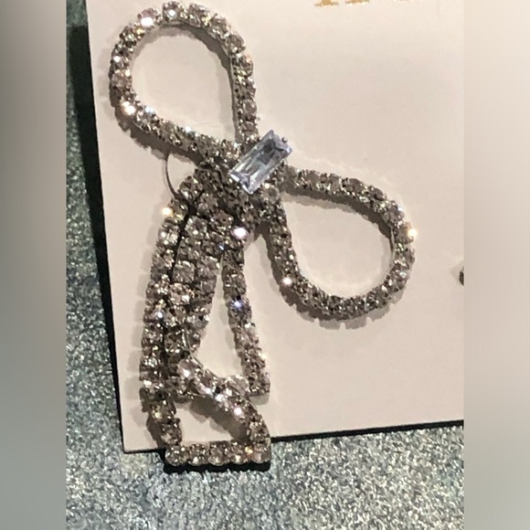Crystal rhinestone blinged faux diamond oversized bow earrings new - Picture 7 of 11